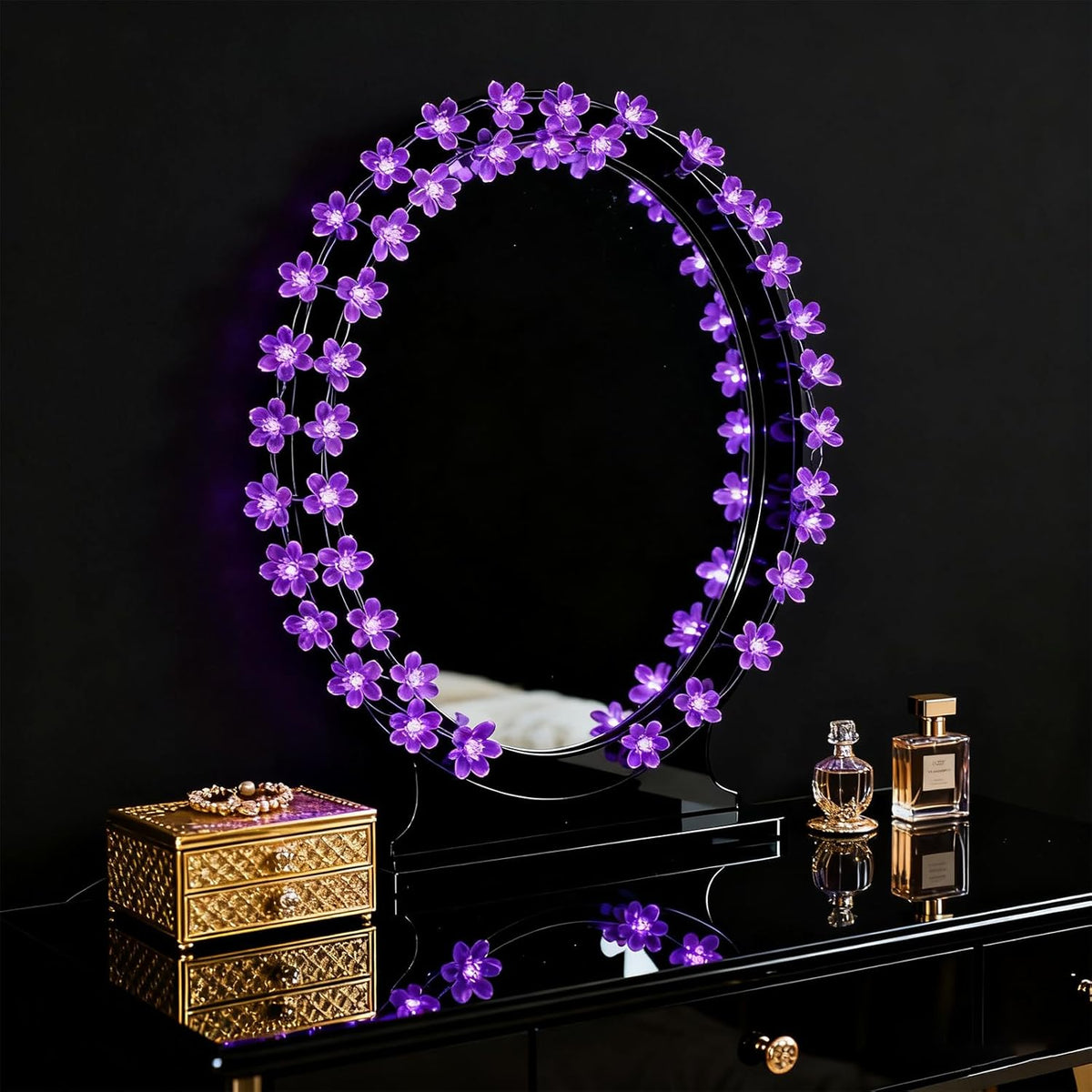 Decorative Flower String Lights, 33ft 100 LED Clear Wire Plug in Fairy Lavender Cherry Blossom