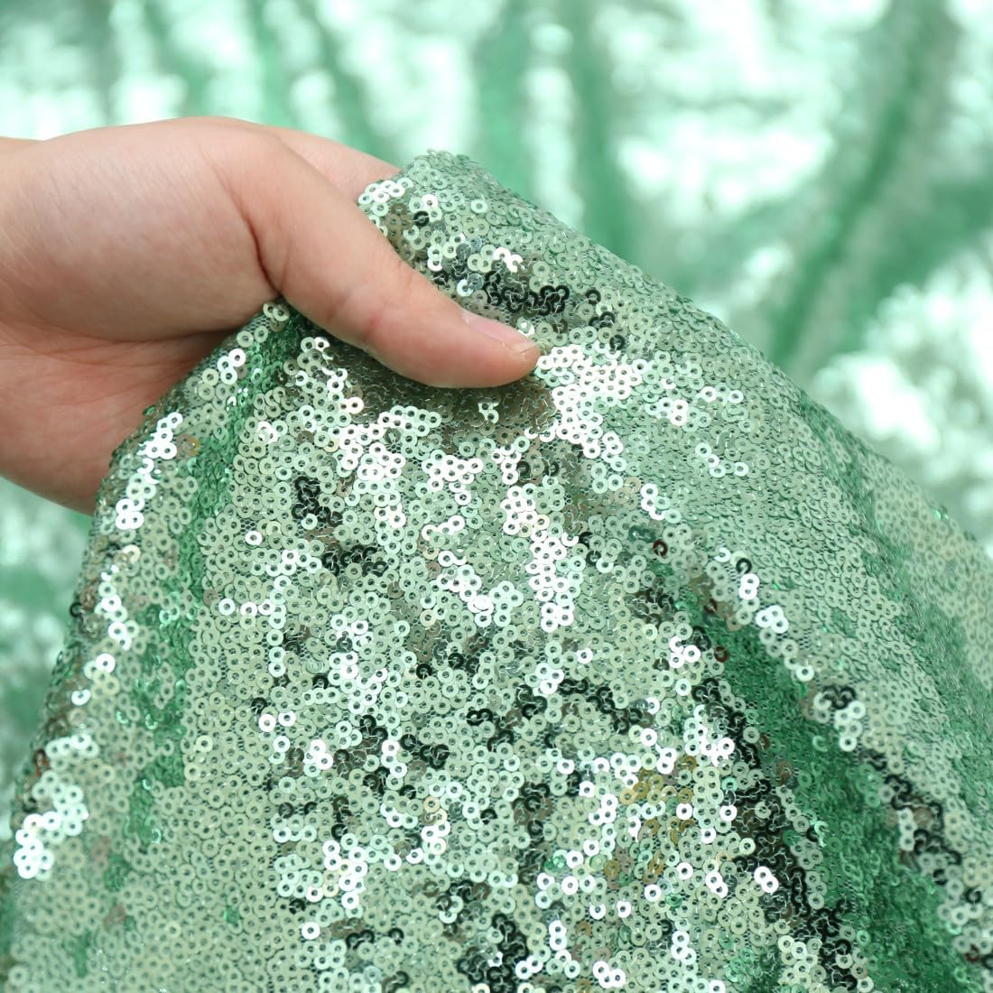 Poise3EHome Mint Green Sequin Backdrop, 10Ft x 10Ft Glitter Photography Background Curtains