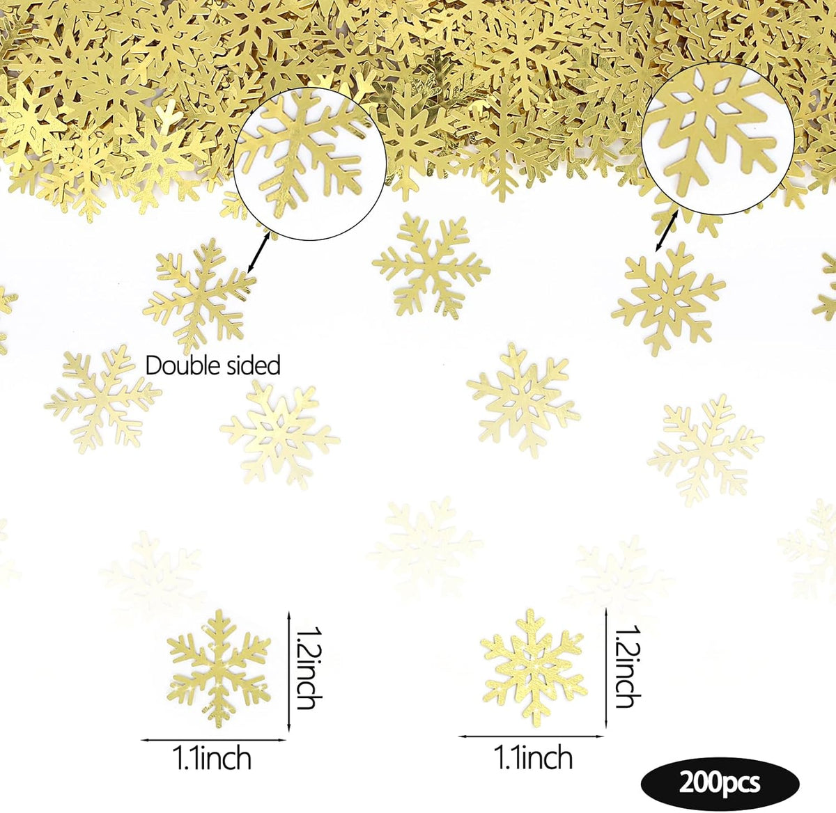 200PC Gold Foil Paper Snowflakes Confetti Christmas Party Table Decorations Snowflake For DIY