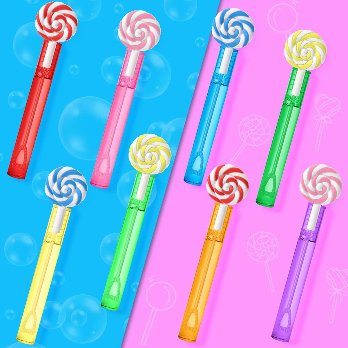AFZMON 24 Candyland Party Favors Bubble Wands for Kids, Sweet Candy Mini Bubbles Wand Toys