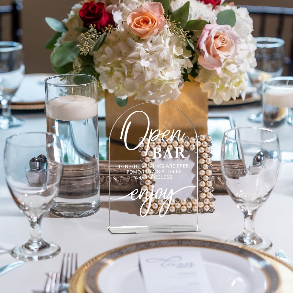 Acrylic Wedding Sign Wedding Signs for Ceremony Open Bar Sign for Wedding Modern Calligraphy Arch