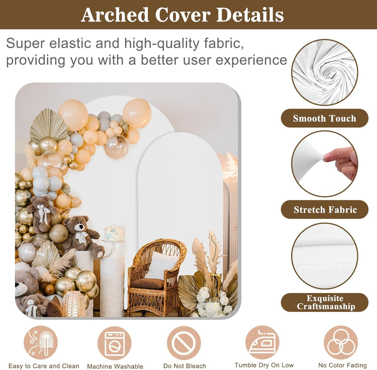 Wedding Arch Backdrop Stand and Cover Set(7.3FT,6FT) Set of 2,Metal Balloon Arch Stand Frame for