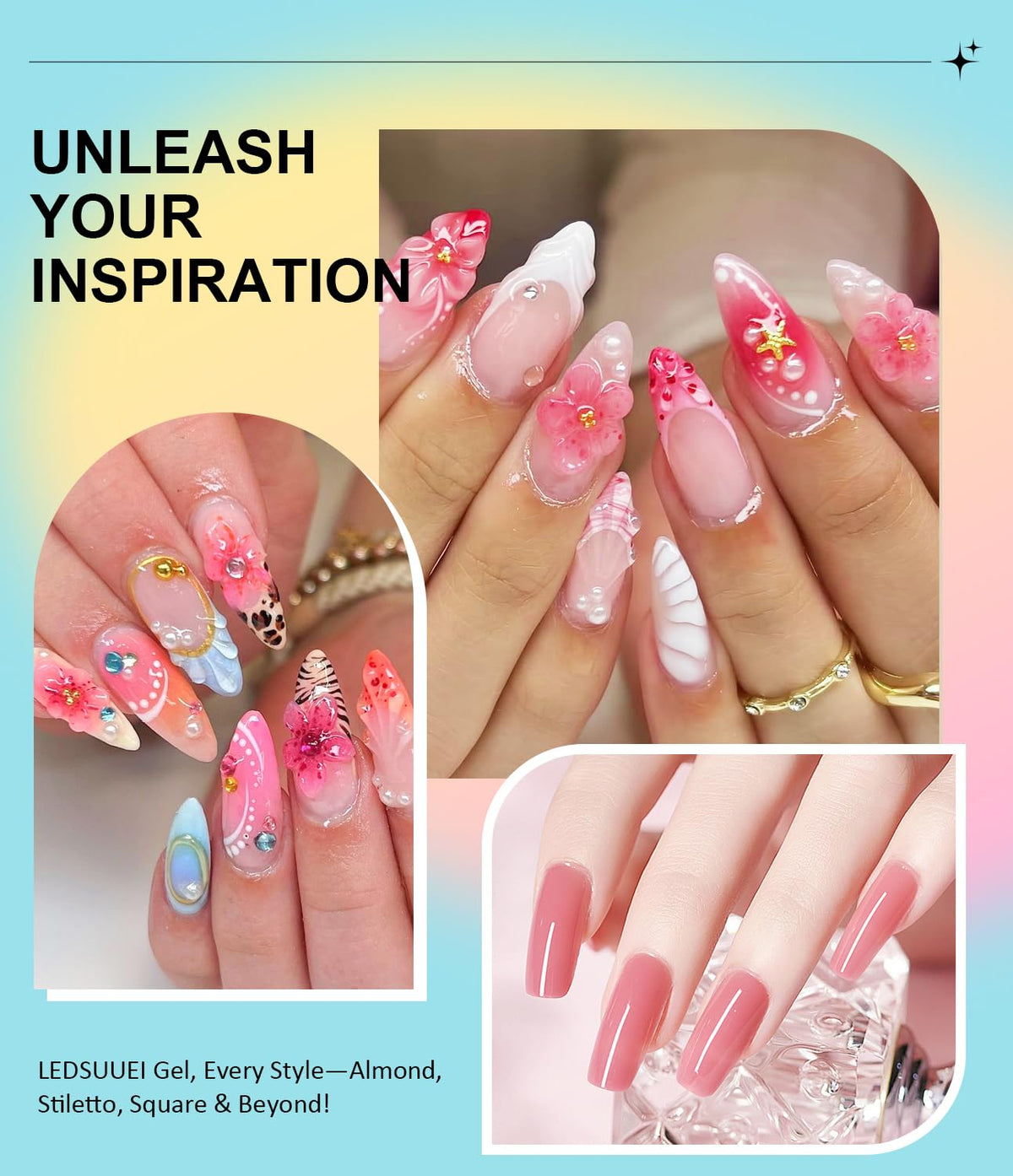 Solid Builder Gel for Nails LEDSUUEI - 2 Color Nude Pink 3D Nail Gel Sculpting Non-Sticky Hand