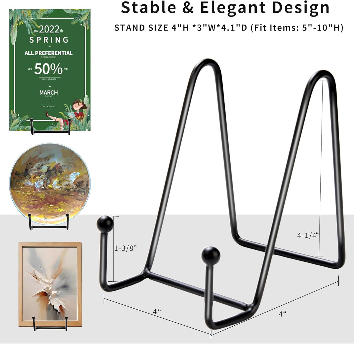 18 pcs 4.5in Plate Stands for Display,Metal Plate Holders Display Stands Can Be Used for Picture