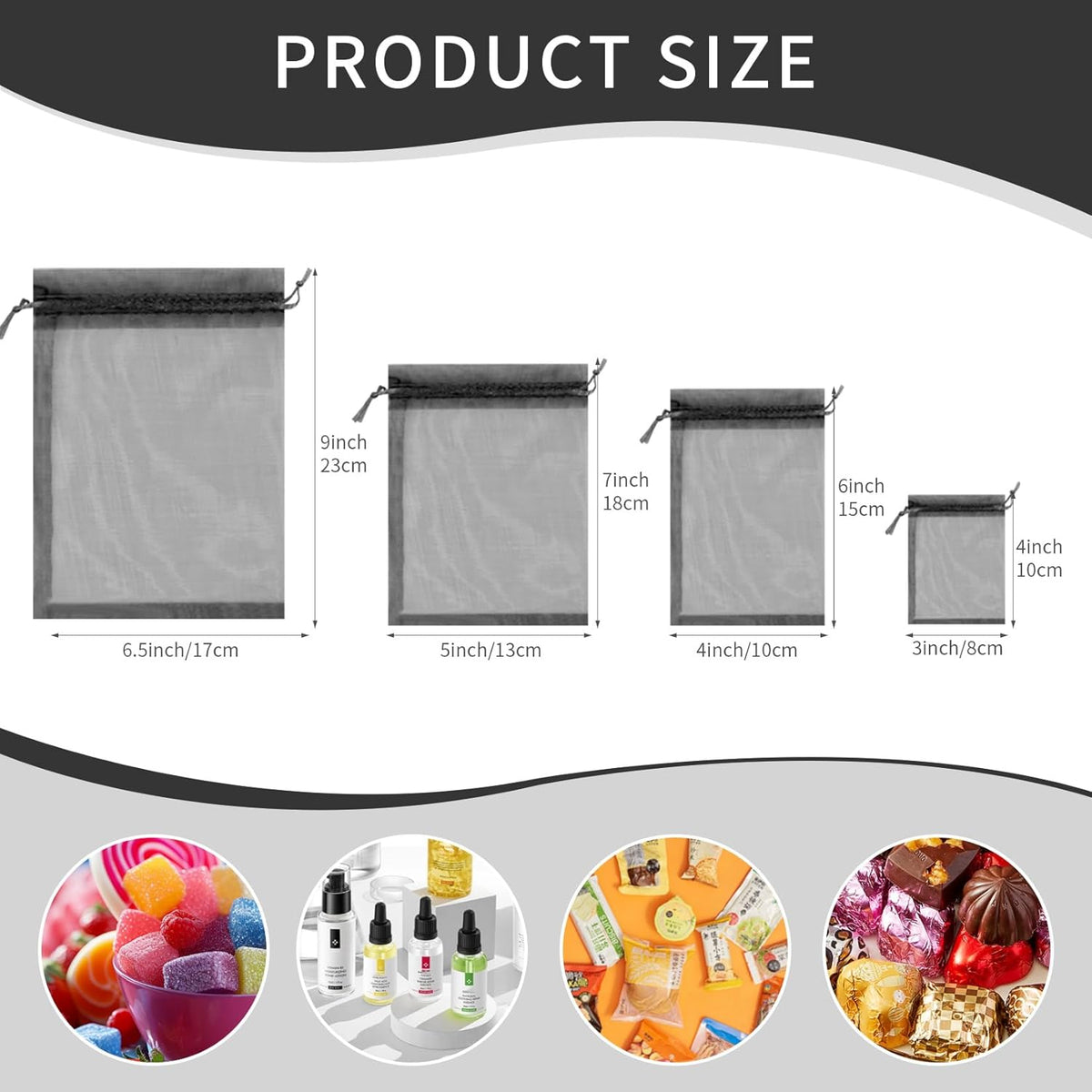 50 Pcs Organza Bags 5x7 Inch, Small Mesh Bags Drawstring Gift Pouches for Jewelry Candy Party Favor