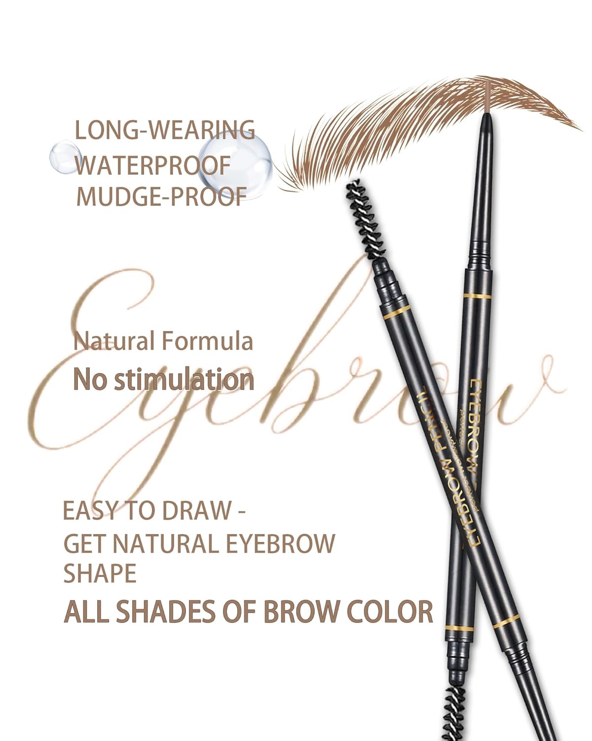 Medium Brown Eye Brow Pencils for Women, 6Pcs Waterproof Eyebrow Pencil, 1.5mm Micro-Fine Tip &