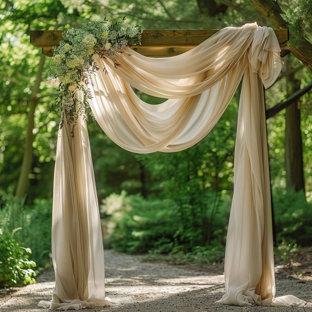 Wokceer Wedding Arch Draping Fabric 28.7" x 20FT Champagne Drapes Sheer Fabric Backdrop Arch
