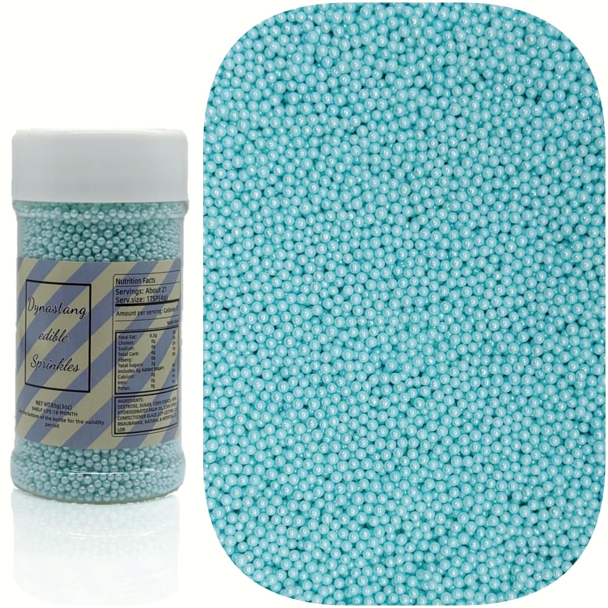 Dynastang 2mm Light Blue Pearls Sprinkles Edible Pearls Cake Decorating Stars Cake Decorations