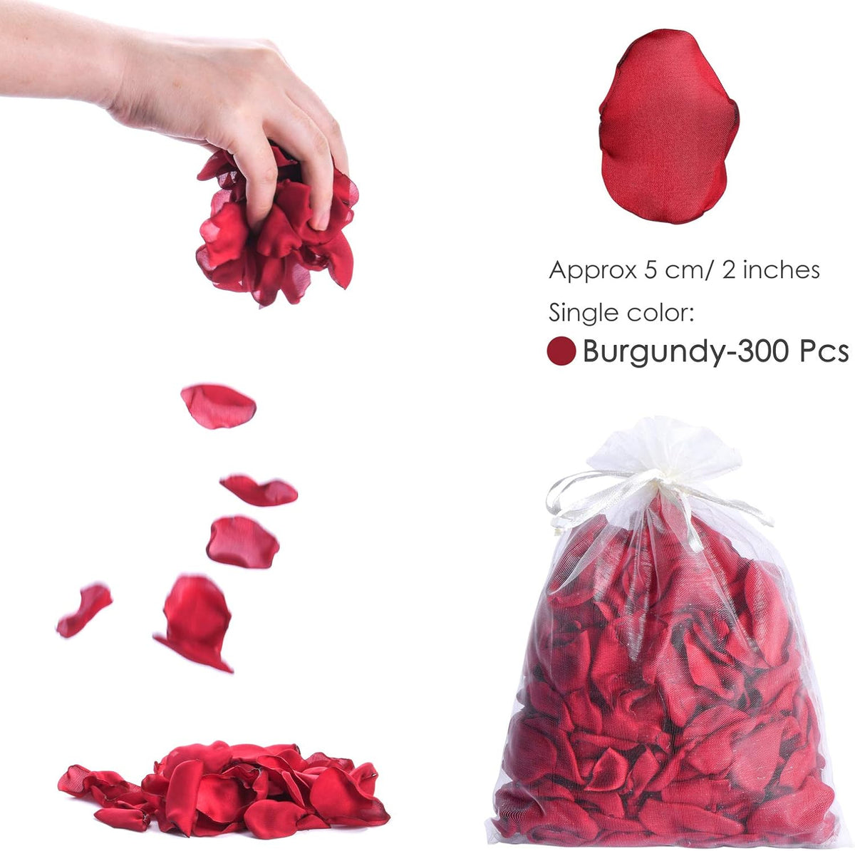 Burgundy Rose Petals 300pcs Silk Rose Petals Flower Petals for Wedding Flower Girl Basket