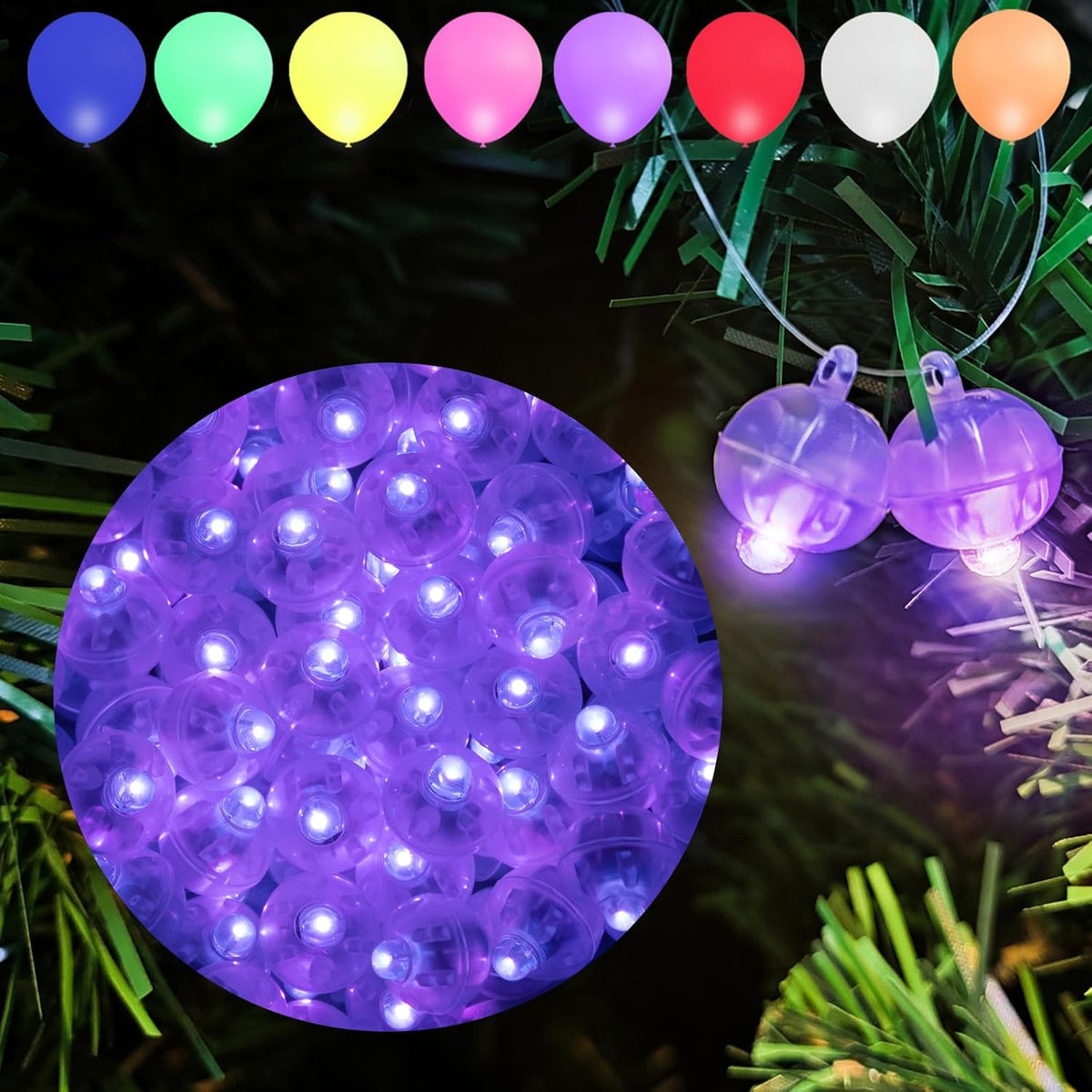 Aogist 50Pcs Balloon Lights with Hook,Long Standby Time,Waterproof Mini Light for Birthday Party