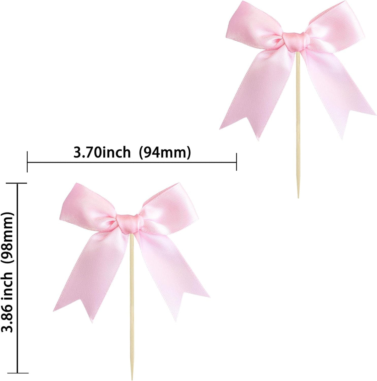 Ephlyn 24Pcs Pink Bow Cupcake Toppers Bow Cake Topper Birthday Decorations Mini Bowknot Cupcake