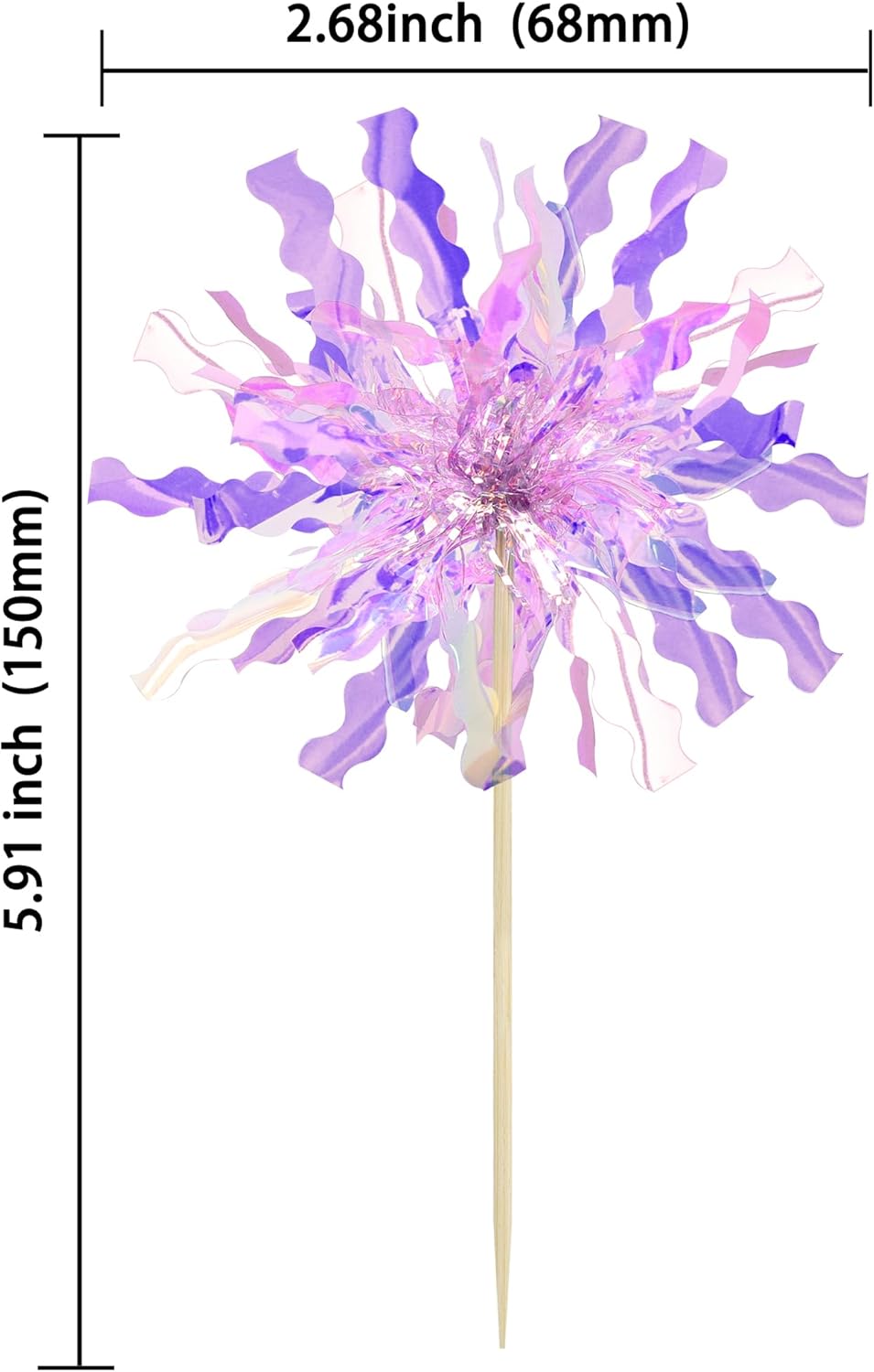 Gyufise 30Pcs Foil Firework Cupcake Toppers Happy Birthday Cake Toppers Tinsel Flower Drink