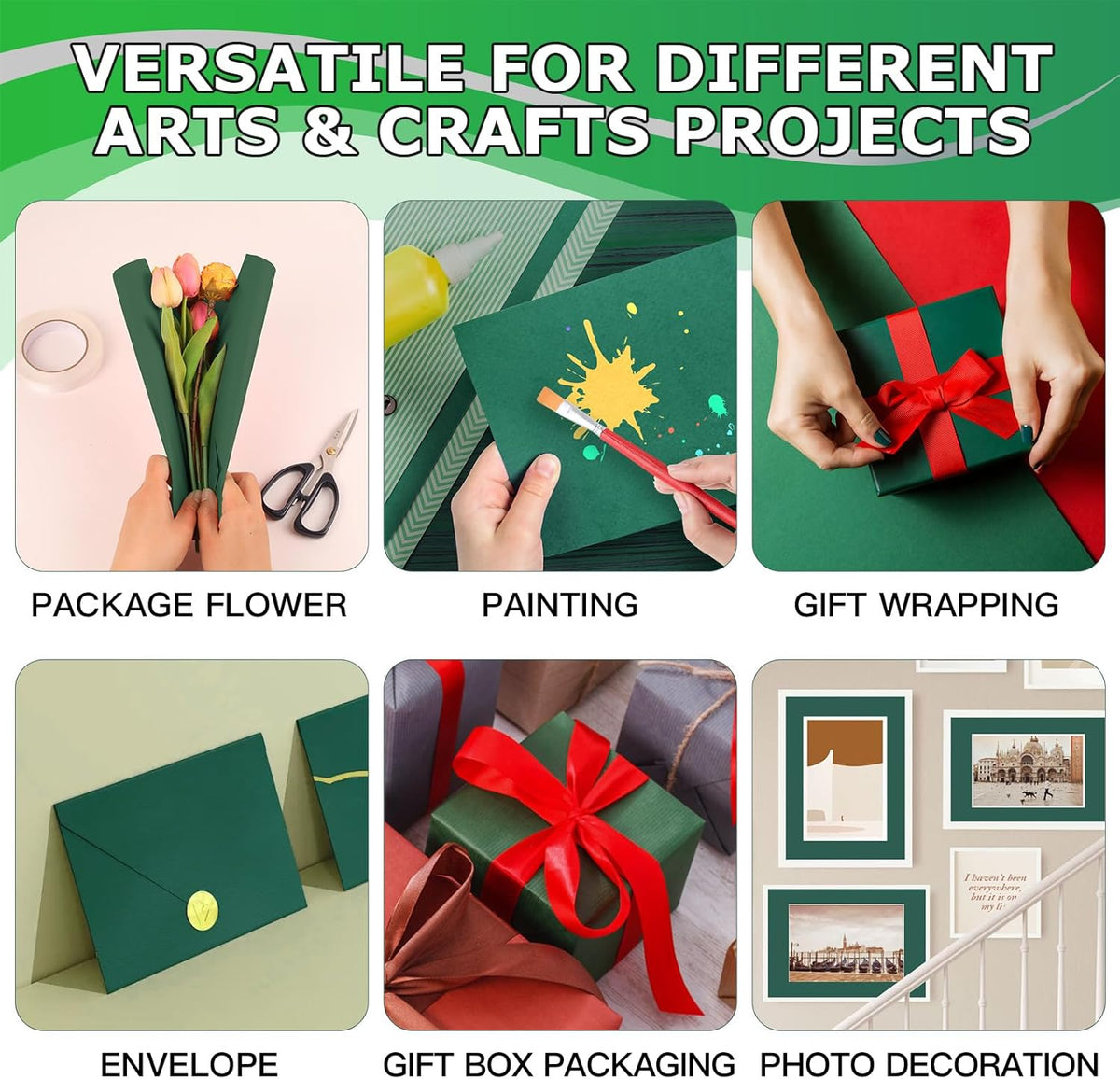 Vanhench 17.5"×963" (80 1/4FT) Parrot Green Wrapping Paper Roll for Wedding, Birthday, Fathers Day