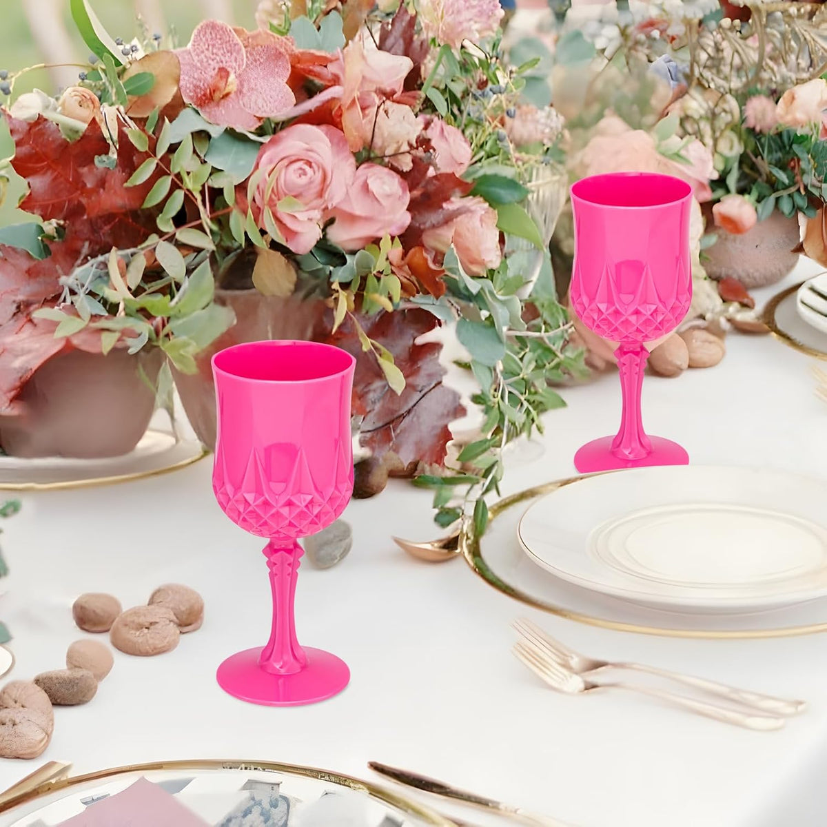 Plastic Vintage Wine Glasses 7OZ Plastic Goblets Vintage Drinking Glasses 12PCS Retro Wedding
