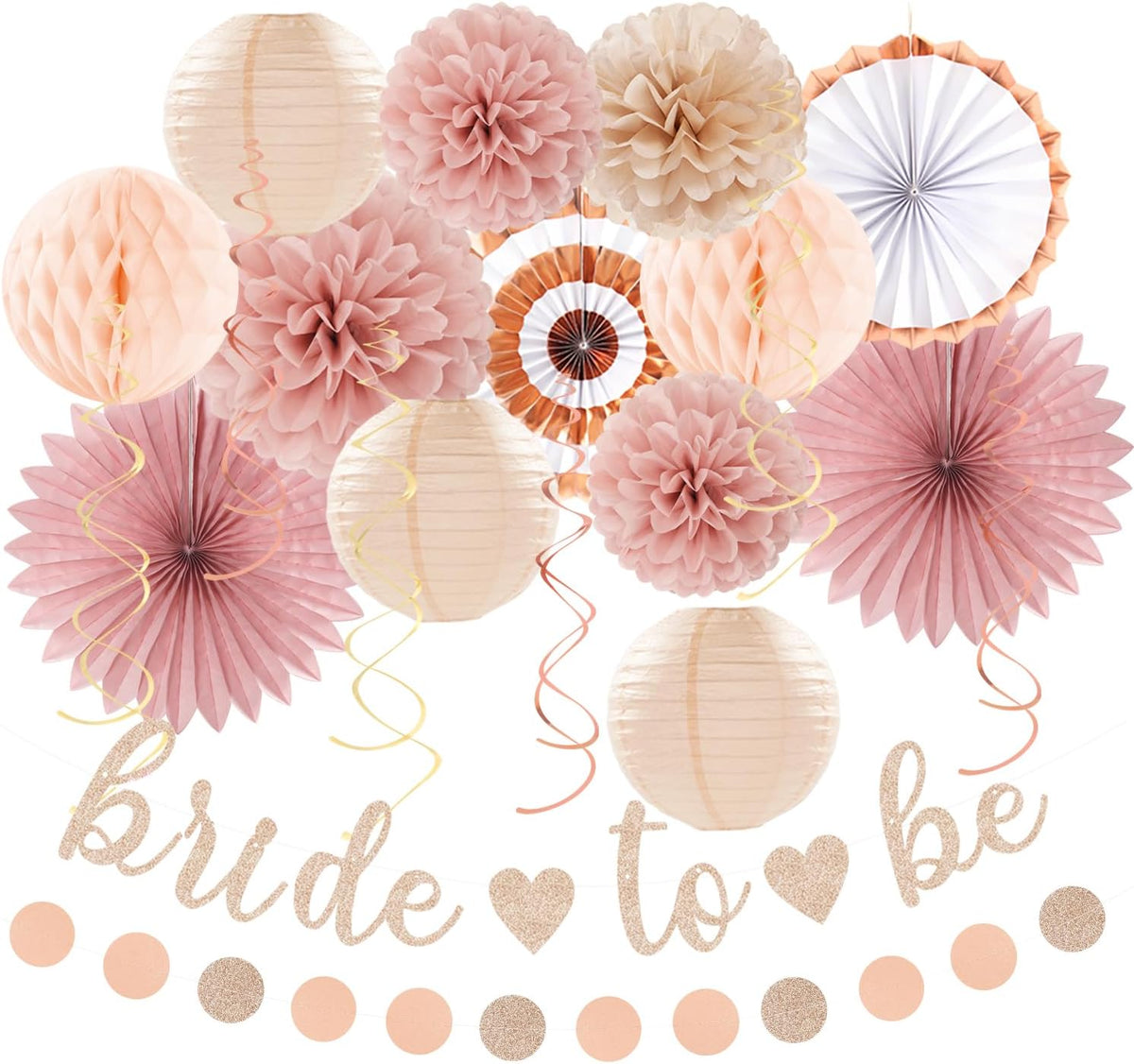 Blush-Pink Rose-Gold Bridal-Shower Party Decorations - 21pcs Bride to Be Sign Banner,Bachelorette
