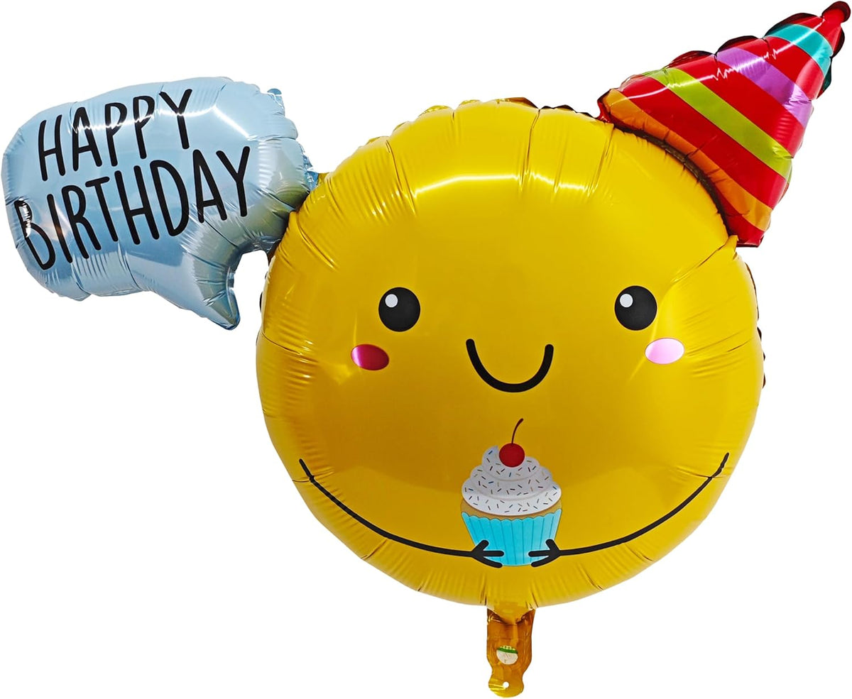 Cute Smiling Foil Balloon Sunshine Smiley Face Party Decorations Happy Birthday Message Bubble