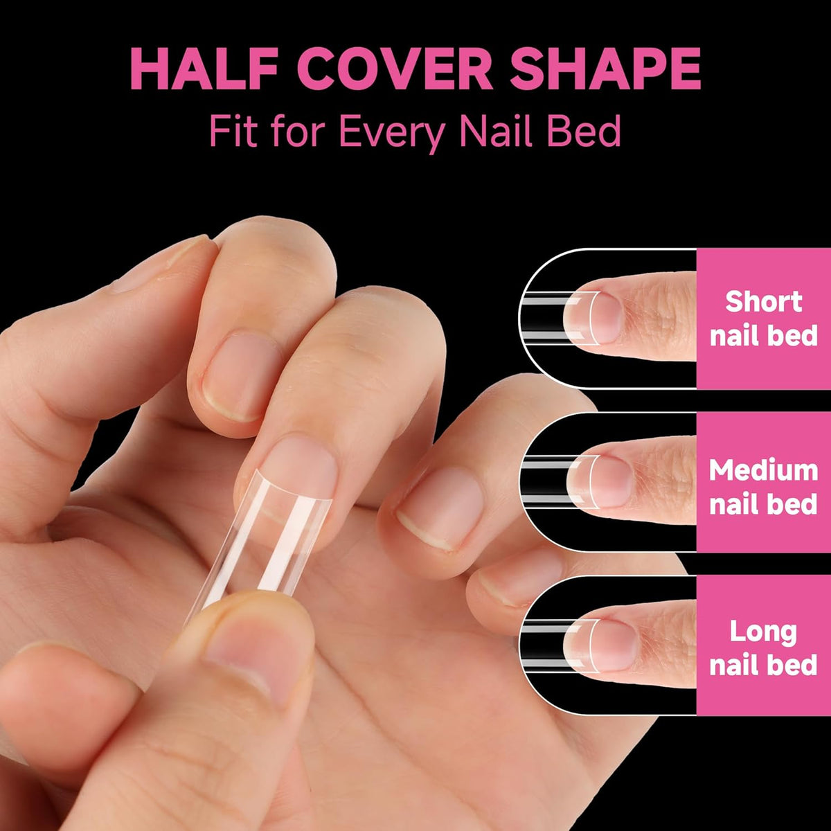 UNA GELLA No C Curve Medium Square Nail Tips 216 Pcs Pre-file Half Cover Straight Square Gel Nail
