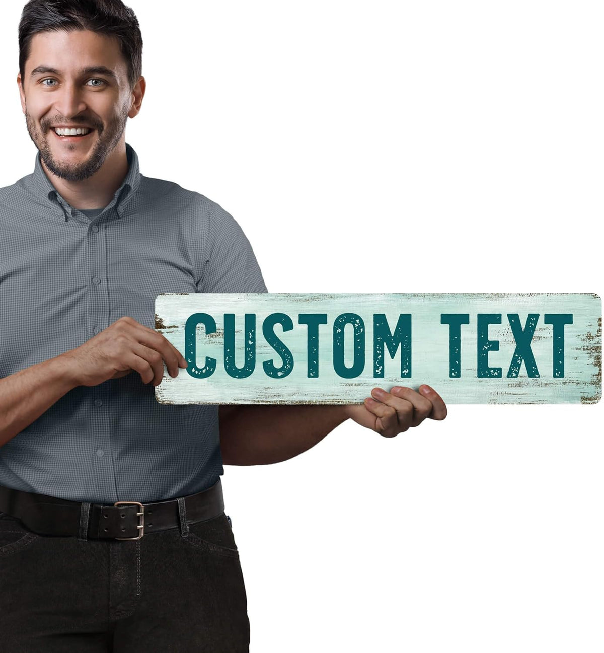 Custom Sign, Custom Street Sign, 11 Font Colors, 13 Font Styles, 4 Hole Options, 22 Sizes, 6x24