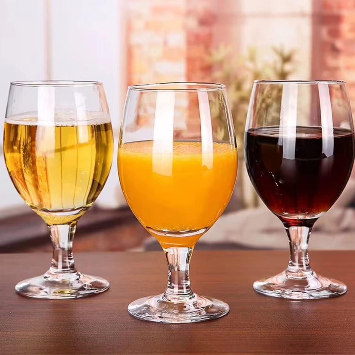 13 OZ Red&White Wine Glasses,Clear Water Goblets Set of 12,Multi-purpose Water Goblet Glasses