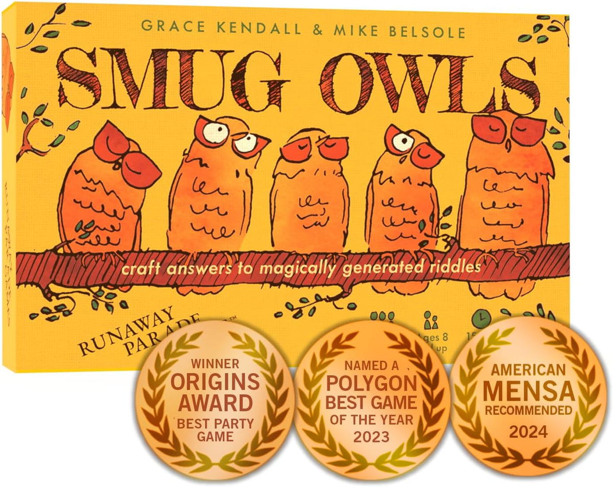 Runaway Parade Games Smug Owls Card Game - an Award-Winning Hilarious & Creative Riddle-Solving