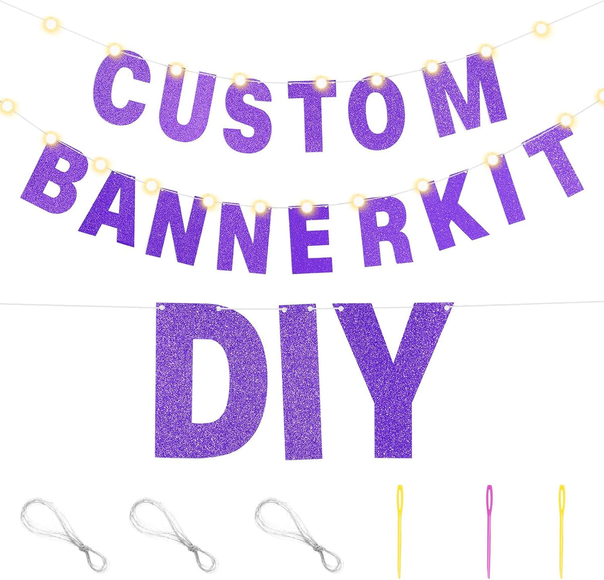 TaoBary 112 Pcs DIY Letter Custom Banner Glitter Customizable Banner Kit Including 107 Letters and