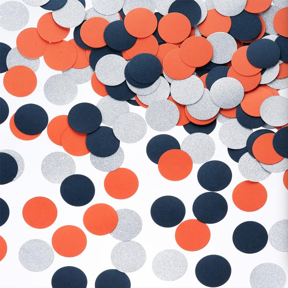 Orange Navy Blue and Silver Glitter Confetti Table Decoration for Graduation Birthday Galaxy