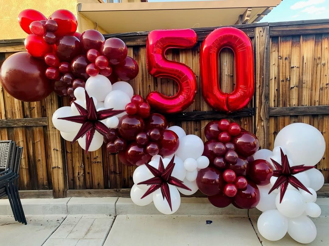 3pcs 26inch 3D wine red (Burgundy) Explosion Star foil balloon, wine red Foil Cone Star burst
