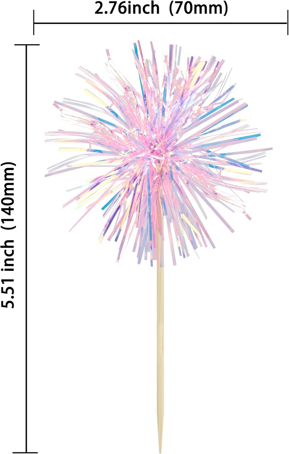 Gyufise 30Pcs Foil Firework Cupcake Toppers Sparkle Tinsel Cake Toppers Tinsel Drink Cake