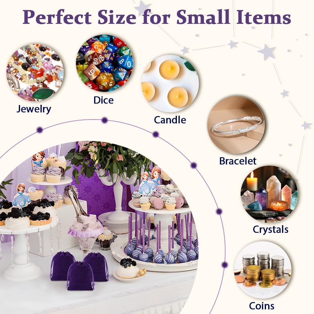 Shintop 10 pcs Velvet Bags with Drawstring, 3 x 4 Inch Little Purple Jewelry Pouches Gift Packaging