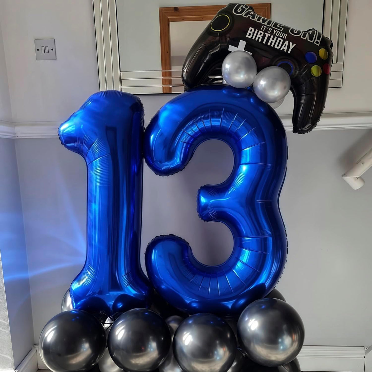 Navy Blue 8 Balloon Number,40 Inch Number 8 Balloon Big Dark Blue 8 Foil Mylar Helium Balloon for