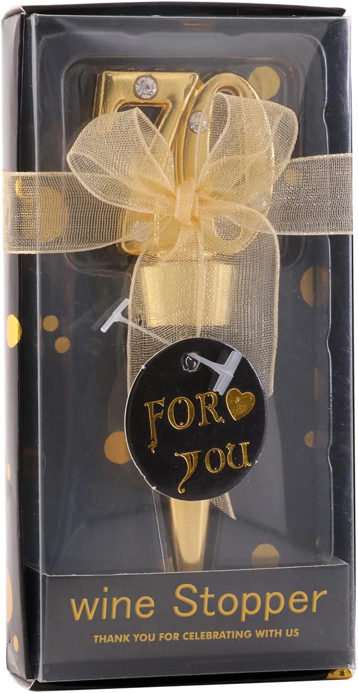 24 Pack 70th Birthday Party Favors For Guests-70 Years Old Wine Bottle Stopper With Gift Box For
