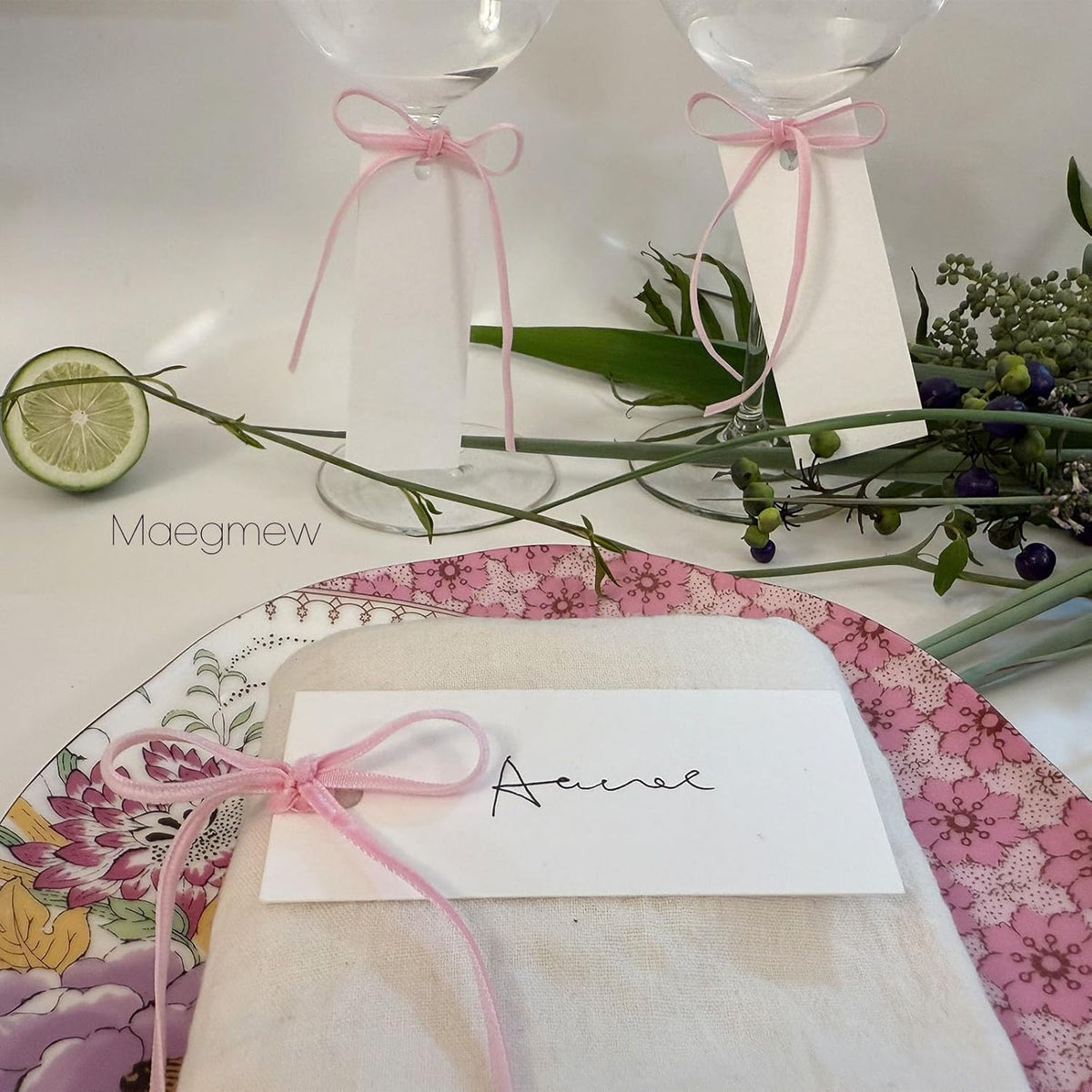 50 Pcs Place Cards for Table Setting -3.94"X1.57" Table Place Cards with Velvet Ribbon,Name Cards