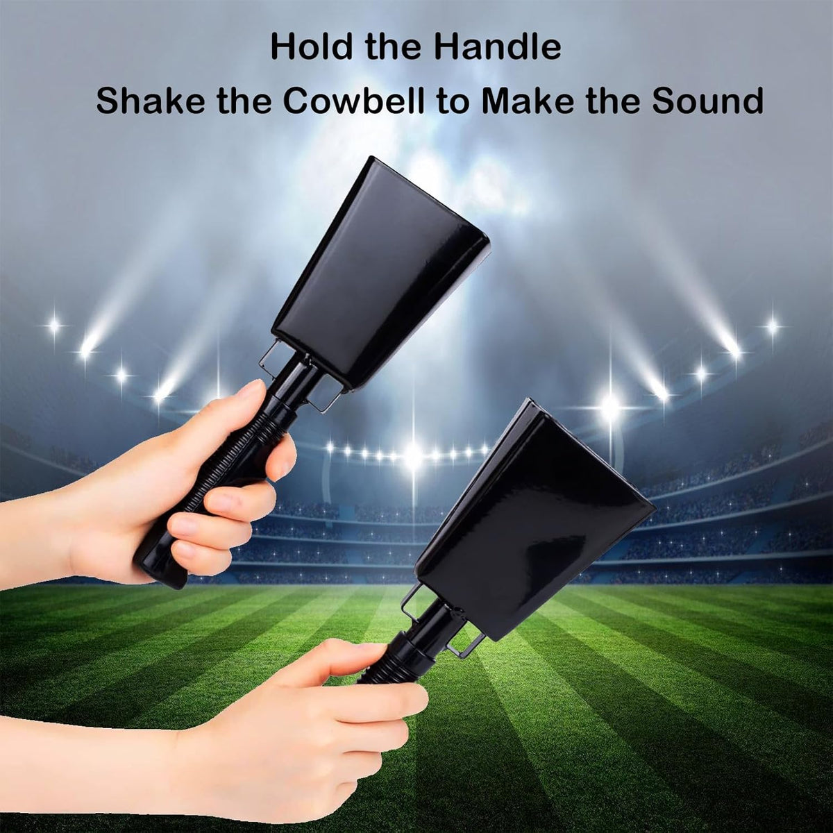 Steel Cowbell with Handle 8 Inch Cow Bells Noise Makers, 2 Pack Large Cowbells for Sporting Events