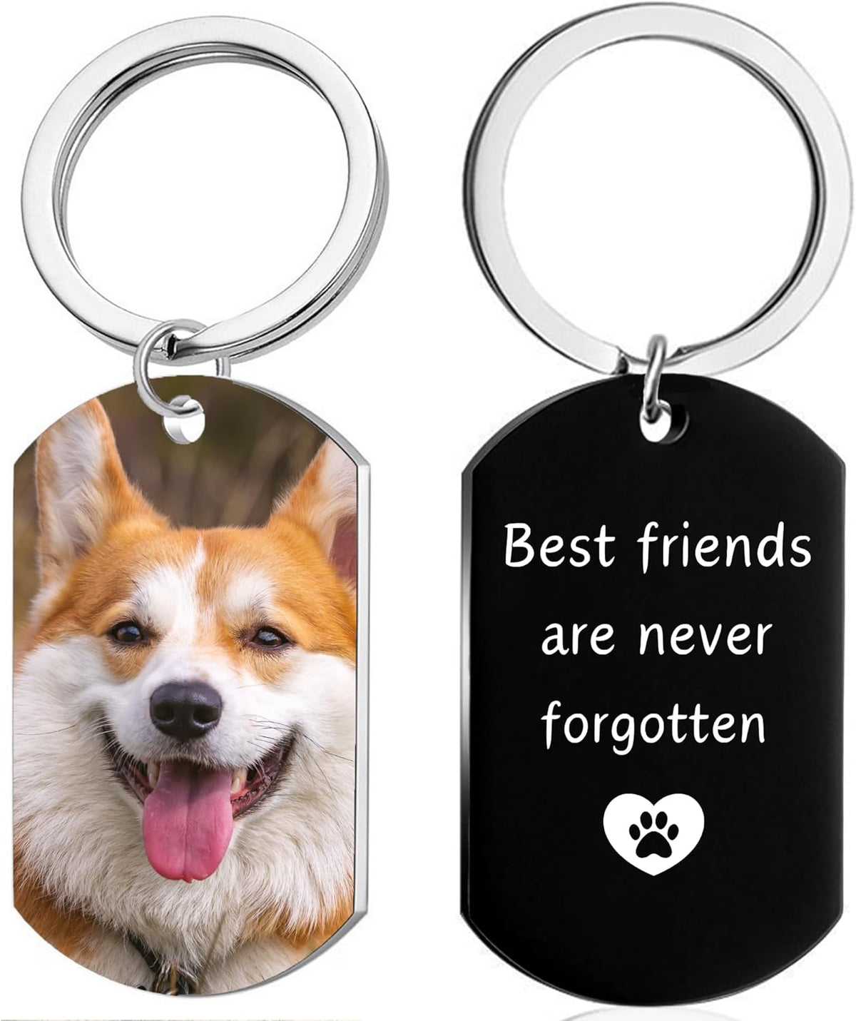 Personalized Pet Memorial Photo Keychain,Custom DogCat Remembrance Keychains with Picture Text,Loss