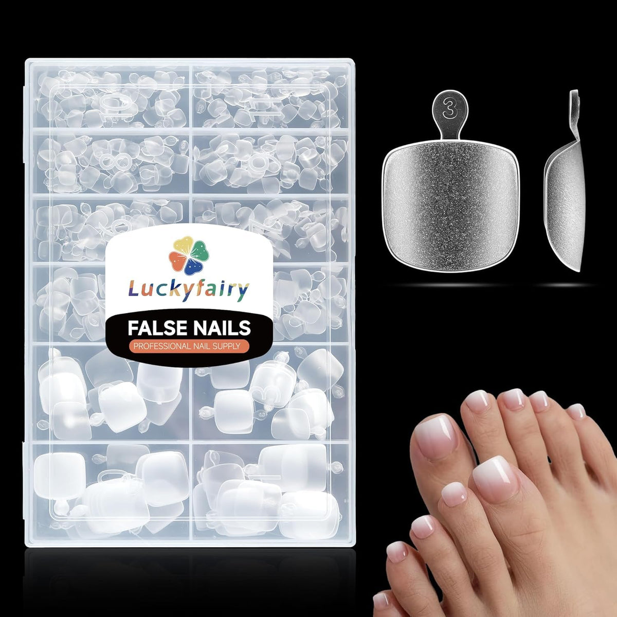 Short Toe Nail Tips Square Full Matte False Toenails Press On Nails 360pcs Smoothly Curved Toe Nail