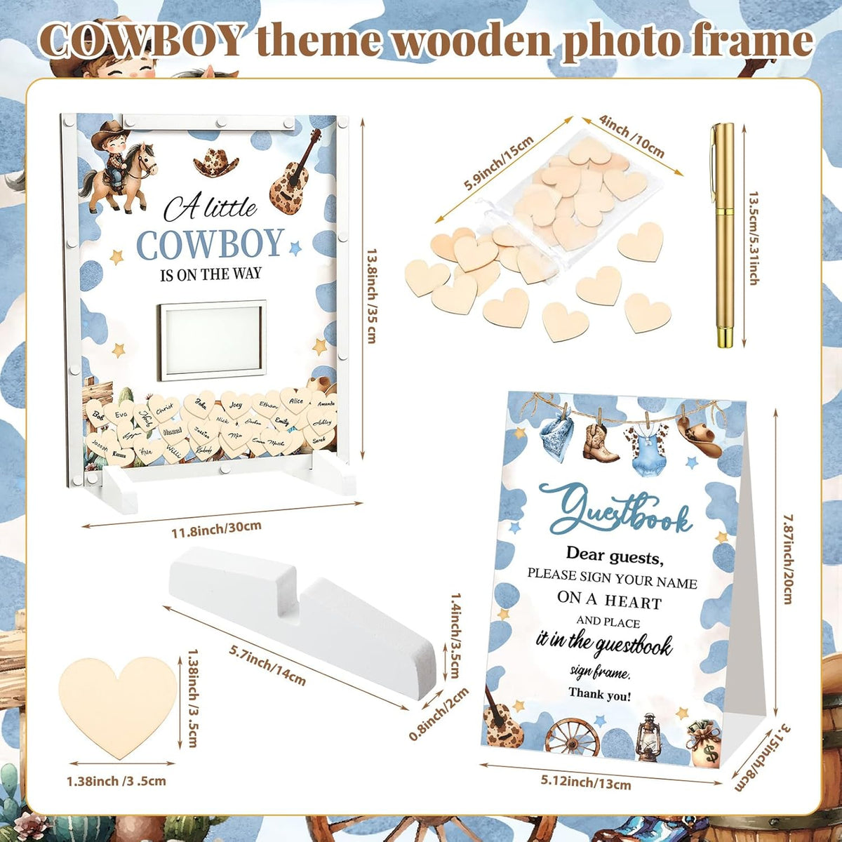 65 Pcs Cowboy Baby Shower Decorations Guest Book Alternatives a Little Cowboy is on The Way