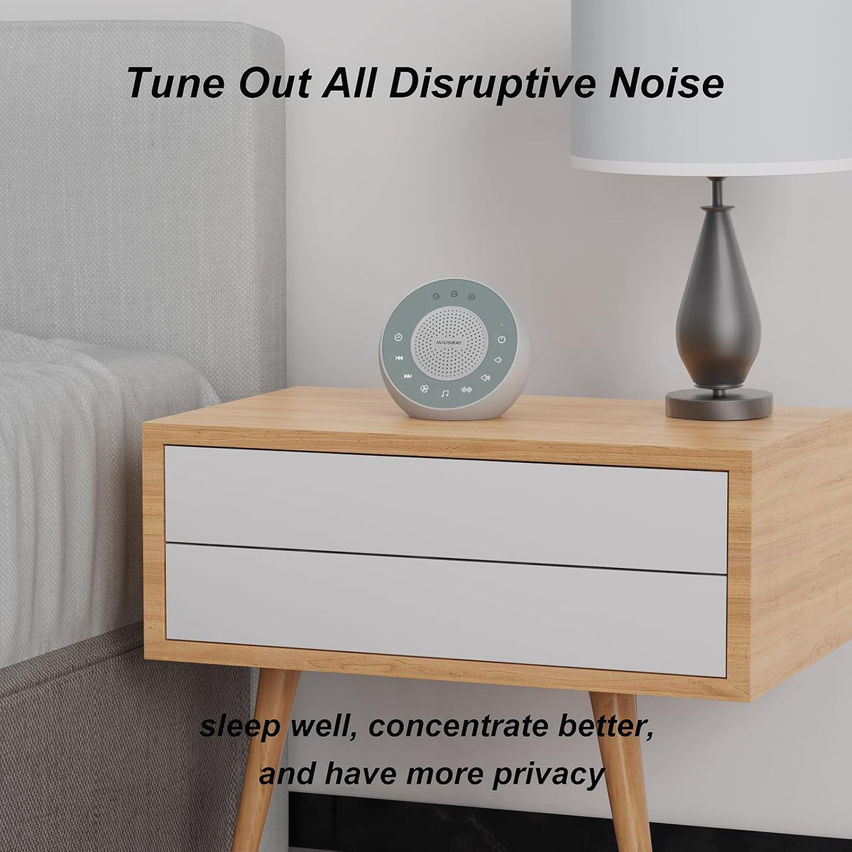 Housbay Glows White Noise Sound Machine, 31 Soothing Sounds, 5W Loud Stereo Sound, Sleep Timer