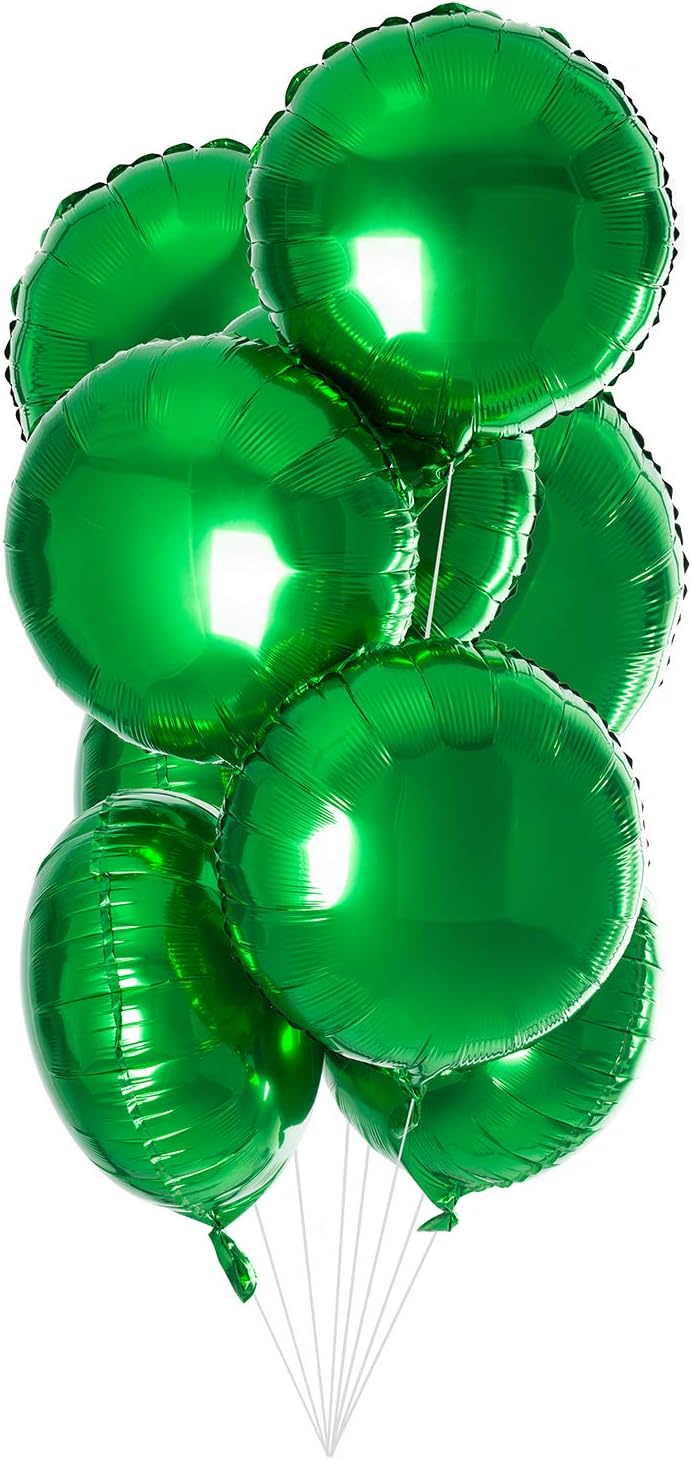 18" Green Round Shaped Foil Balloons Mylar Helium Balloons for Birthday Party Wedding Baby Shower