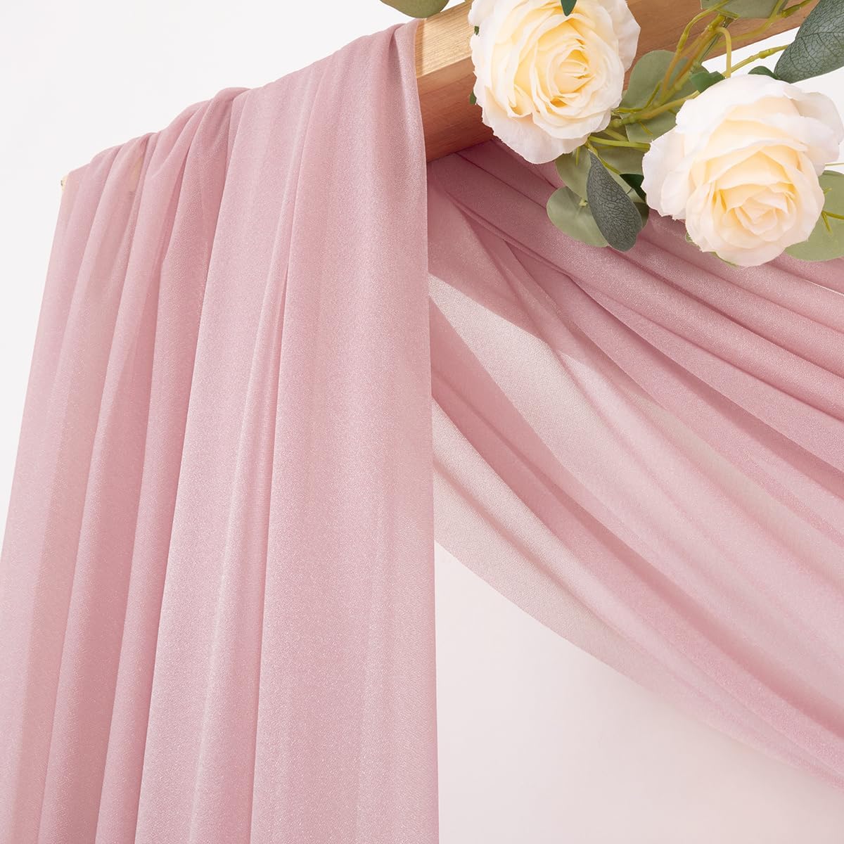 MLMC Dusty Rose Wedding Arch Draping Fabric 4 Panels 29" x 20 FT Extra Long Gauze Drapes Sheer