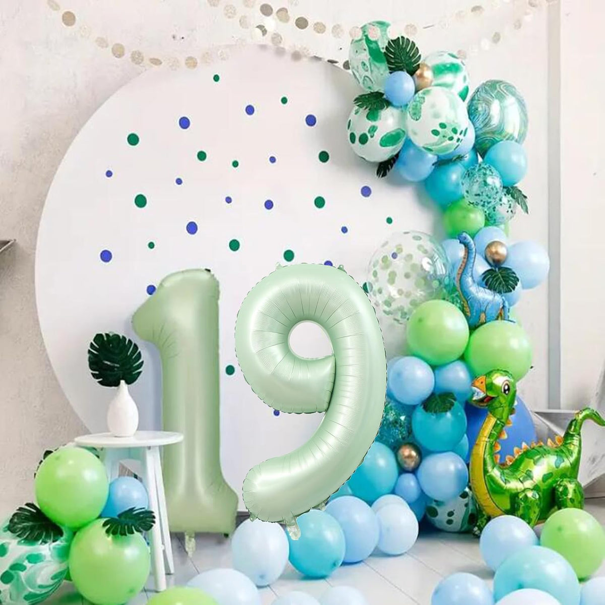 40 Inch Olive Green Number 9 Balloon Big Self Inflating Foil Number Balloons 0-9,Light green