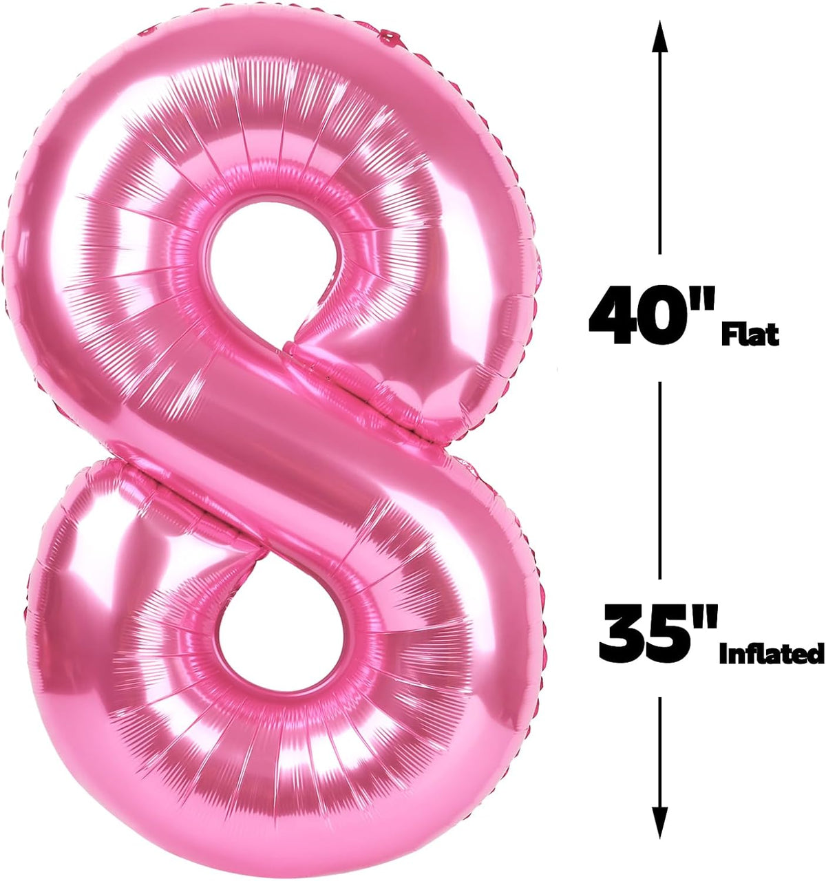 Pink Foil Number 8 Balloon 40 Inch, Helium Mylar Eight Number 8 18 28 38 48 58 80 88 Birthday