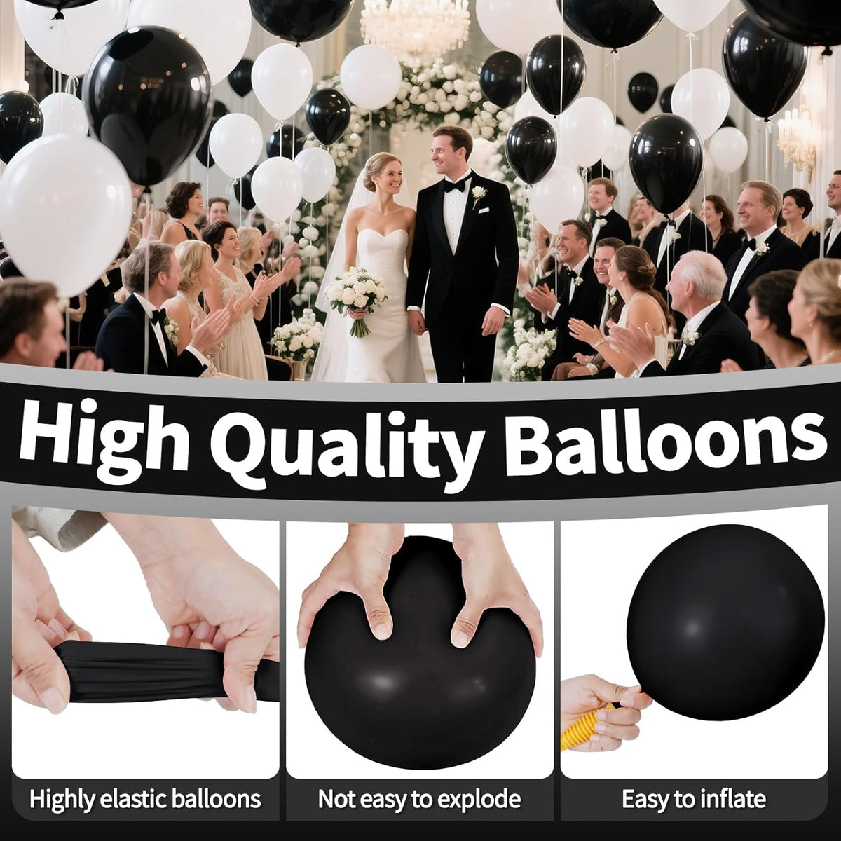 KAWKALSH Black Balloon 12 Inch, 110pcs Latex Party Balloons Helium Bright Color for Birthday Baby