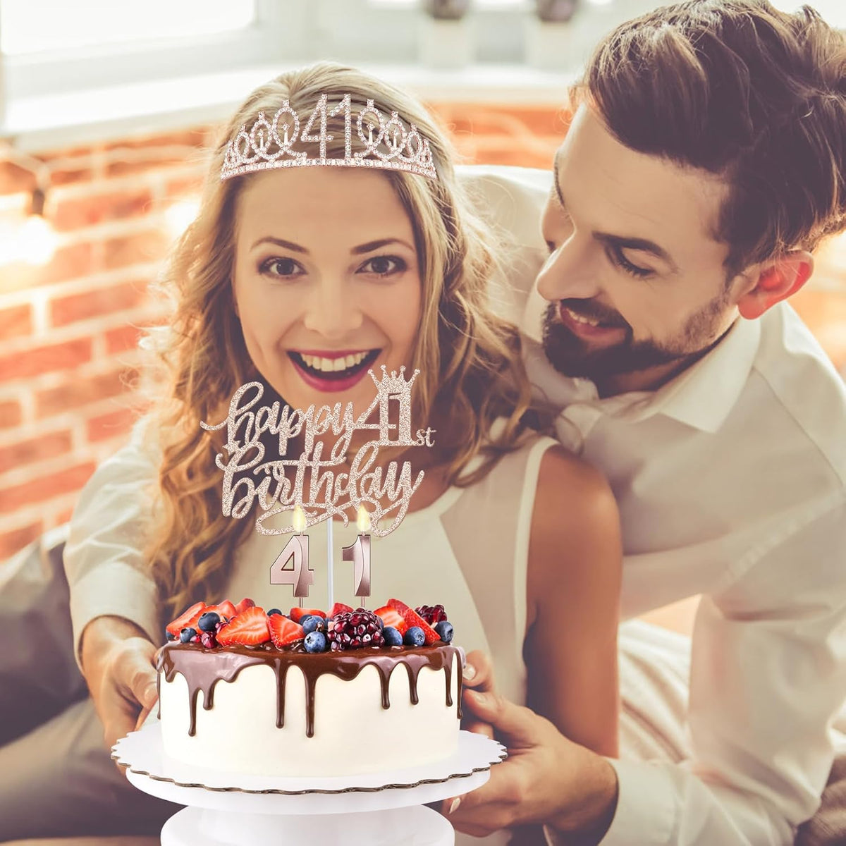 41 Birthday Decorations for Women Including Birthday Sash, Crown/Tiara, Numeral Candles and Cake