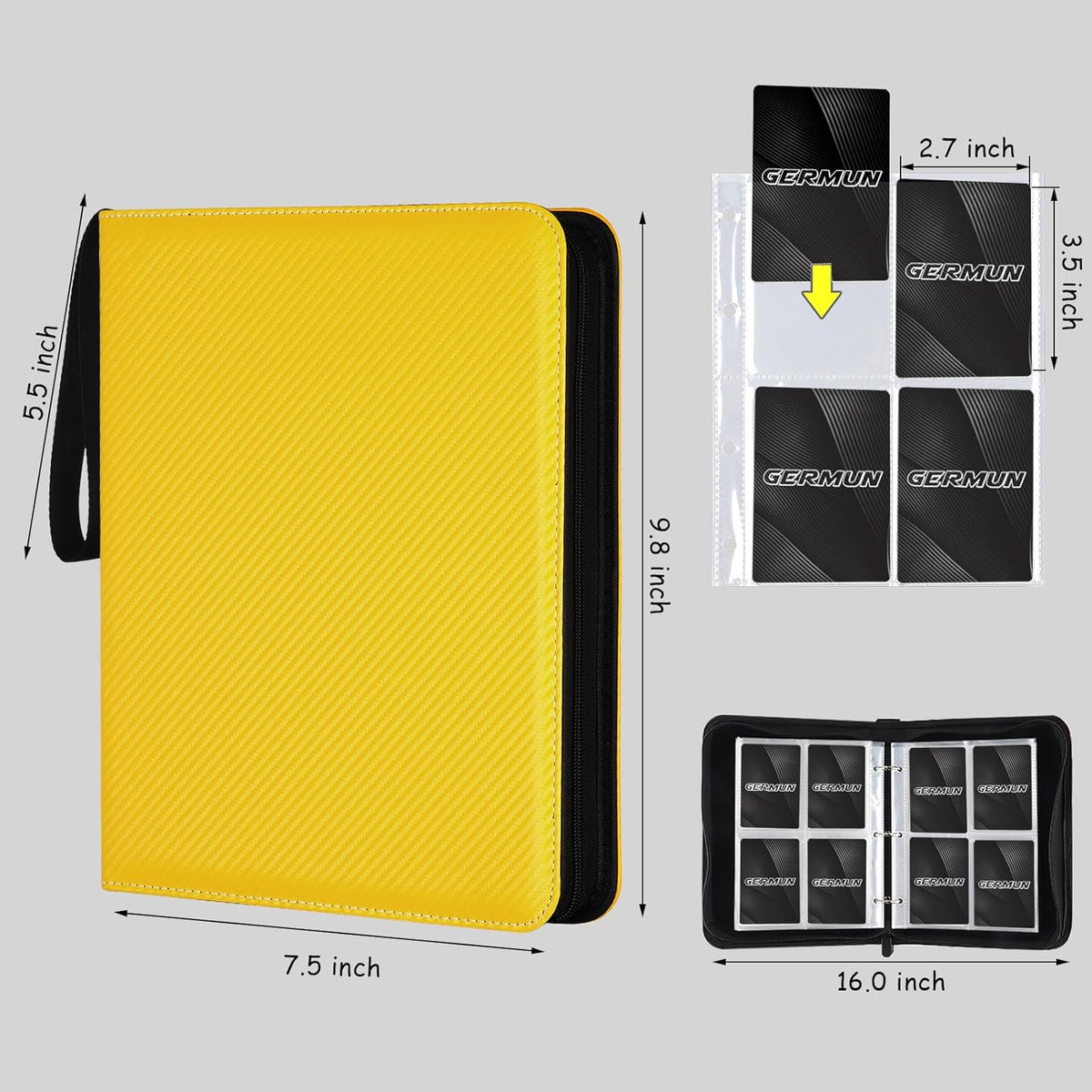 4 Pocket Card Binder, Premium Zip Trading Card Binder, 400 Double Sided Pocket PU Card Collection