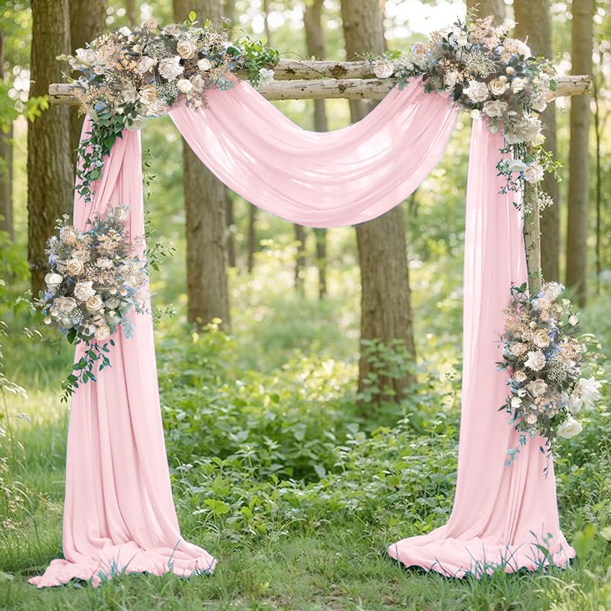 Pink Elegant Arch Draping Fabric Outdoor 1 Panel 29" × 20Ft Sheer Chiffon Curtain Drapes for Fall