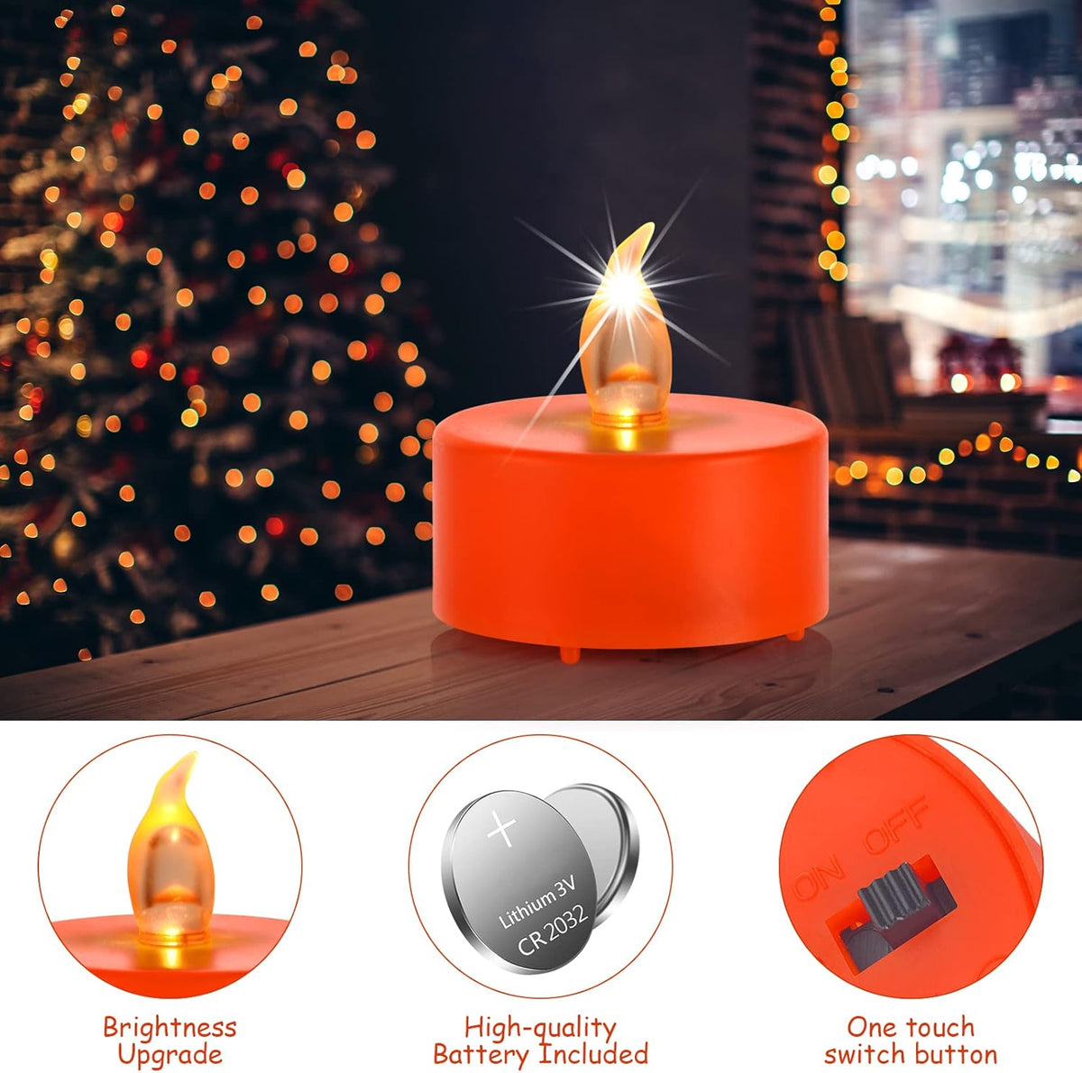 Battery Operated LED Tea Lights: 24PACK Flameless Electric Votive Candles Lamp Realistic and Bright