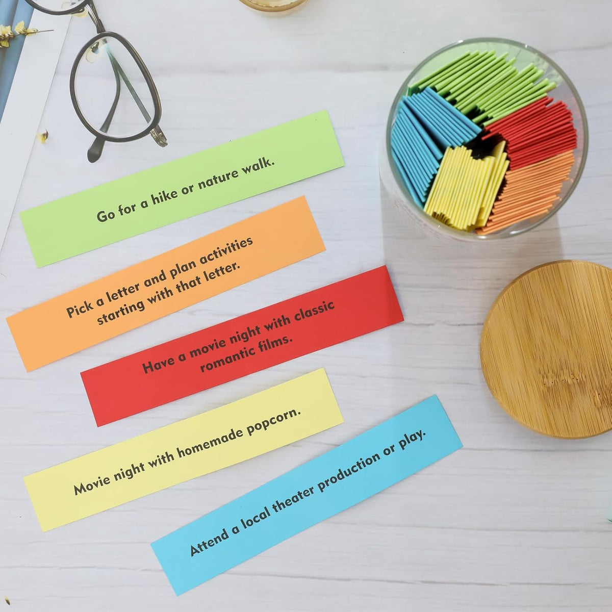 MSEHKM 100 Date Ideas In A Jar Date Night Ideas Color Coded Date Ideas Budget-friendly Date Jar