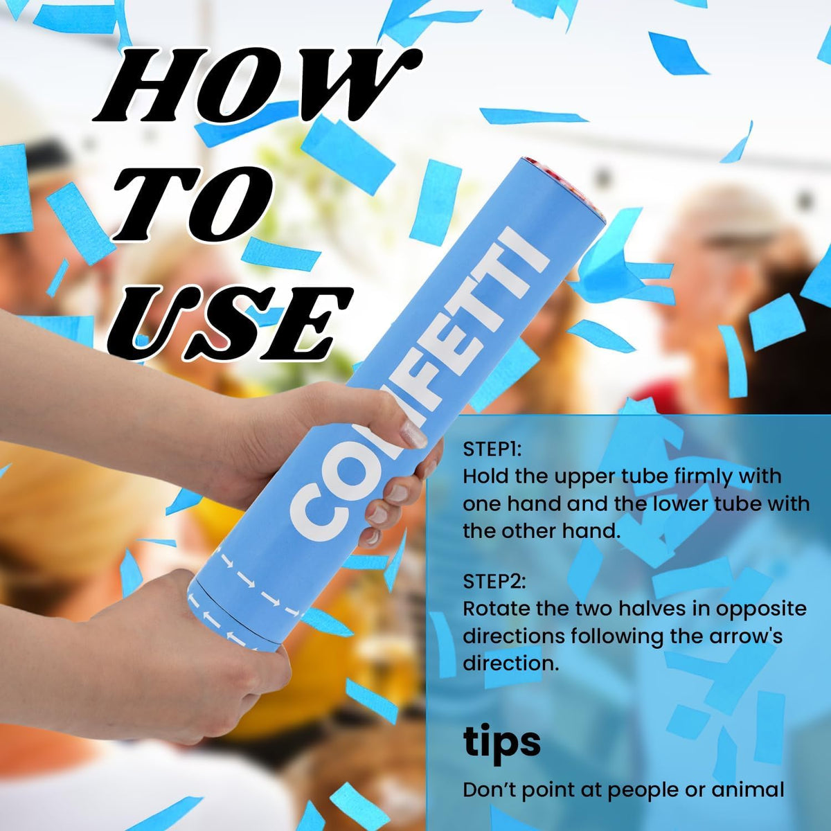 Confetti Cannon Blue Biodegradable Confetti Poppers 12Pack Party Poppers Confetti Shooters Blue