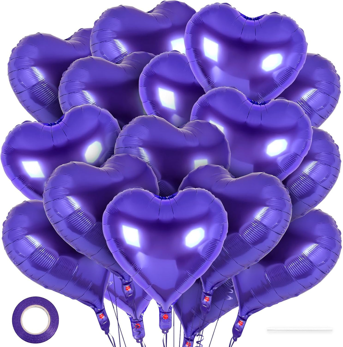 24 Pcs Purple Heart Balloons,18 inch Heart Shape Foil Balloons Love Balloons Valentine Balloons for
