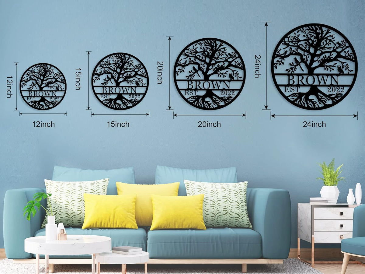 Personalized Tree of Life Metal Sign, Custom Name Sign, Tree of Life Wall Decor,Tree of Life Wall
